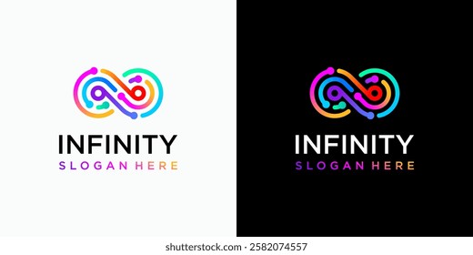 Colorful infinite technology connection vector logo design with modern, simple, clean and abstract style.