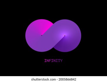Colorful infinity business logo Template for your design. Eternity concept in purple colorful gradient Vector illustration isolated on black background