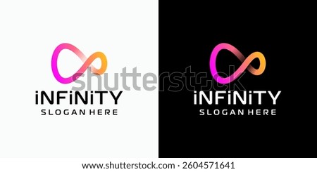 Colorful infinity emblem outline vector logo design with modern, simple, clean and abstract style.