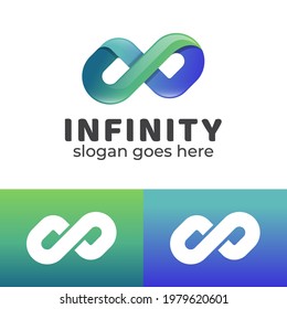 logotipos de infinito colorido dentro del concepto de letra N para tu marca o aplicación plantilla de vector móvil