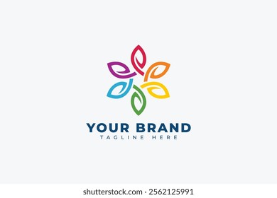 Colorful Infinity Loop Leaves Abstract Flower Logo design Elements