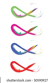 Colorful infinity sign in brush strokes - vector illustration