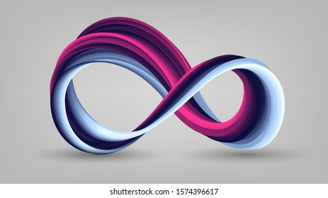 Colorful infinity sign with stripes, gradient swirling ring