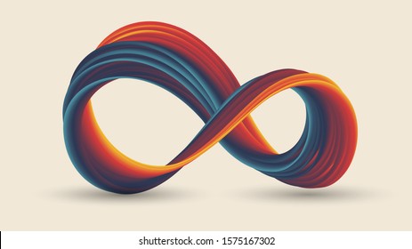 Colorful infinity sign with stripes, gradient swirling ring