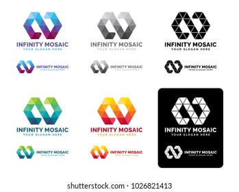 Colorful infinity symbol icon vector illustration logo mosaic triangular