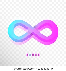 Colorful infinity vector symbol, logo or limitless sign on transparent background. Creative infinite endless icon