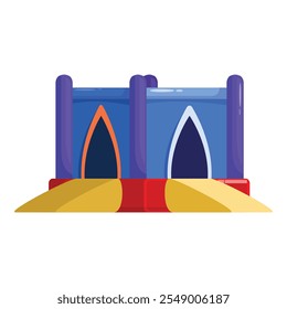 Colorful inflatable castle bringing joy and excitement to kids at amusement parks, carnivals, and birthday parties