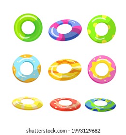 Colorful inflatable circle. Icon on a white background. Vector set of illustrations in cartoon style.