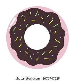 Colorful inflatable life buoy donut on the water. Circle for pool, ocean or sea. Leisure and travel concept. Vector.