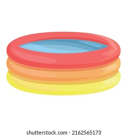 Colorful inflatable pool icon cartoon vector. Water swim. Circle air