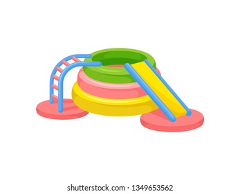 Colorful inflatable slide. Playground concept. Vector illustration.