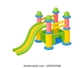 Colorful inflatable slide. Playground concept. Amusement park.