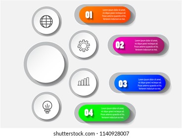 colorful info graphic for presentation business circle template with options for brochure, diagram, workflow, timeline, web design. Vector EPS 10