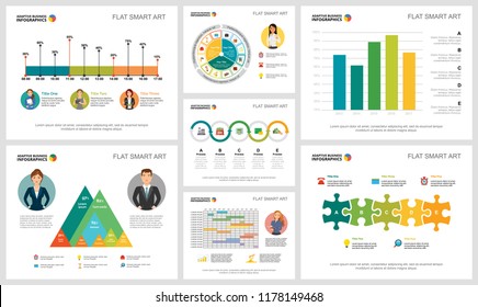 Colorful infochart diagrams set for presentation slide templates. Business design elements. Marketing concept can be used for annual report, advertising, flyer layout and banner design.