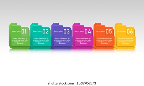 Colorful infofraphic template with reflection for business, data and process presentation.