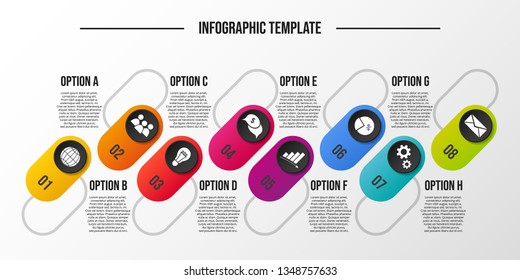 Colorful infograph with business symbols. Vector