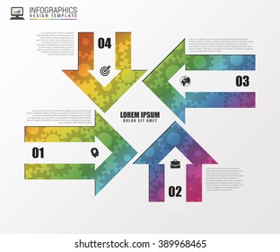Colorful infographic arrows on the grey background. Vector illustration