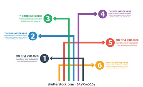 Colorful infographic with arrows in six steps