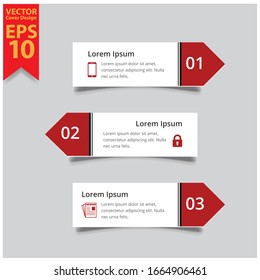 Colorful infographic banners. Tabbed labels template, infographics numbered ribbon frames with text. 3d report timeline tabbing marketing step market with number