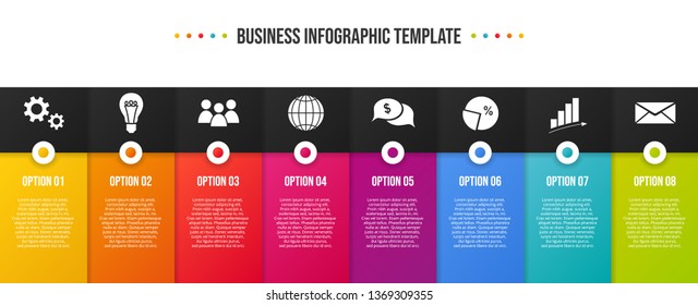 Colorful infographic with business icons. Vector