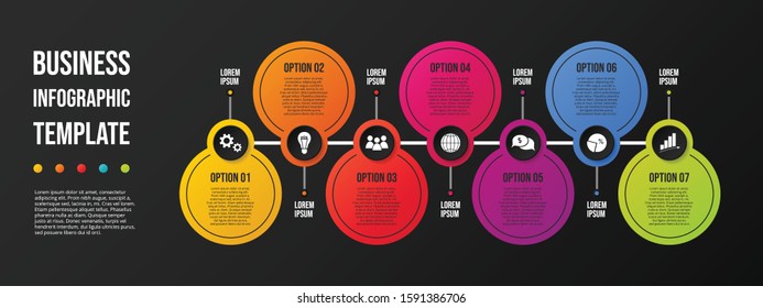 Colorful infographic with business icons. Vector