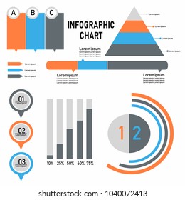 Colorful infographic chart set vector illustration