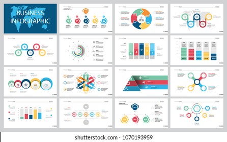 Colorful infographic charts set for presentation slide templates. Business design elements. Management concept can be used for annual report, advertising, flyer layout and banner design.