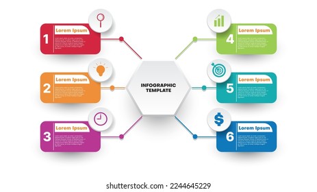 colorful infographic design Business data visualization with six element for presentation