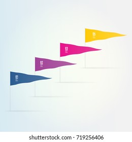 Colorful infographic design flags with numbered text Eps 10 stock vector illustration 