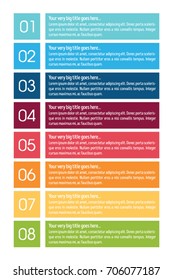 Colorful infographic design template in eight steps