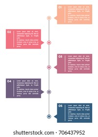 Colorido diseño de infografía Plantilla en cinco pasos