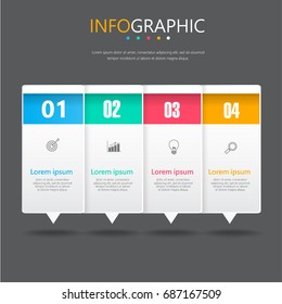 colorful Infographic design template,3D Business concept with 4 steps or processes, can be used for workflow layout, diagram, annual report, web design.Creative banner,label vector 
