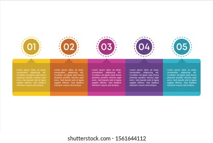 Colorful infographic design vector. Can be used for workflow layout, diagram, annual report, web design. Business concept with five options, steps or processes.