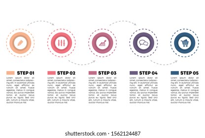 Colorful infographic design vector. Can be used for workflow layout, diagram, annual report, web design. Business concept with five options, steps or processes.