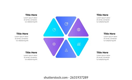 Colorful Infographic Diagram with Hexagonal Segments and Minimalistic Design. Ideal for presentations, education, and conceptual illustrations