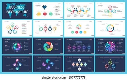 Colorful infographic diagrams set for presentation templates. Business design elements. Analytics concept can be used for annual report, advertising, flyer layout and banner design.