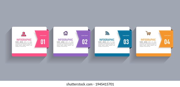 Banner de elementos infográficos coloridos. Se puede utilizar para diseño de flujo de trabajo, diagrama, sitio web, informe corporativo, publicidad, marketing. Ilustración vectorial.