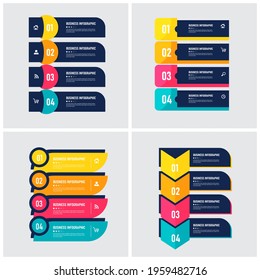 Colorful infographic element collection. Business concept with 4 steps or options, can be used for workflow layout, diagram, annual report, web design.Creative banner,label vector.