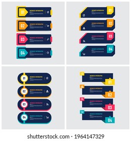 Colorful infographic element collection. Business concept with 4 steps or options, can be used for workflow layout, diagram, annual report, web design.Creative banner,label vector.