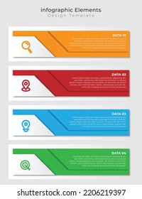bunter Infografik-Element. Prozessdiagramm, Geschäftsinfographie mit 4 Optionen