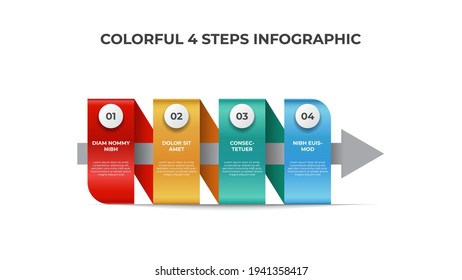 Colorful infographic element template with 4 points of steps, list layout diagram vector