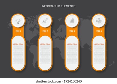 Farbiges Design von Infografiken mit 4 Optionen , Schritte oder Prozessen und Marketing kann für das Workflow-Layout und die Präsentation verwendet werden.