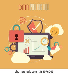 Colorful Infographic elements for Online Safety and Data Protection concept.