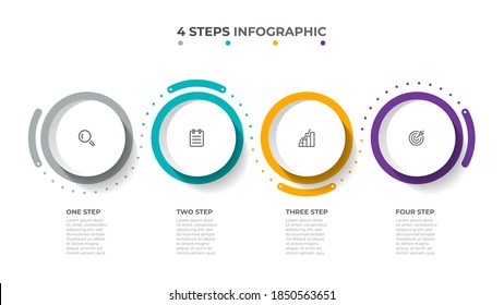 Colorful infographic elements. Timeline processes with marketing iocns and 4 options. Vector template.
