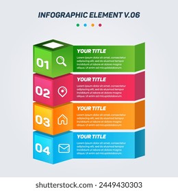 Bunte Infografik Elemente V.06. Kann für Schritte, Optionen, Geschäftsprozesse, Workflow, Diagramm, Flussdiagrammkonzept, Zeitachse, Marketingsymbole, Layout, Banner usw. verwendet werden.