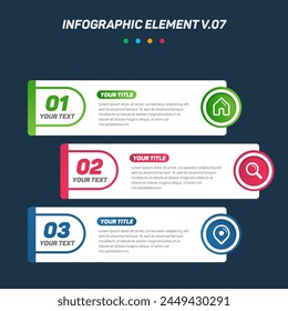 Bunte Infografik Elemente V.07. Kann für Schritte, Optionen, Geschäftsprozesse, Workflow, Diagramm, Flussdiagrammkonzept, Zeitachse, Marketingsymbole, Layout, Banner usw. verwendet werden.
