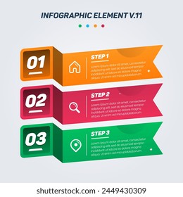 Bunte Infografik Elemente V.11. Kann für Schritte, Optionen, Geschäftsprozesse, Workflow, Diagramm, Flussdiagrammkonzept, Zeitachse, Marketingsymbole, Layout, Banner usw. verwendet werden.