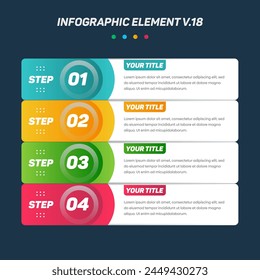 Elementos de la infografía colorida V.18. Se puede utilizar para pasos, opciones, procesos empresariales, flujo de trabajo, diagrama, concepto de diagrama de flujo, línea de tiempo, iconos de marketing, diseño, Anuncio, etc.