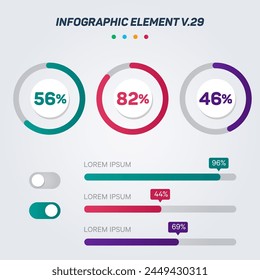 Elementos de Infografía Colorida V.29. Se puede utilizar para pasos, opciones, procesos empresariales, flujo de trabajo, diagrama, concepto de diagrama de flujo, línea de tiempo, iconos de marketing, diseño, Anuncio, etc.