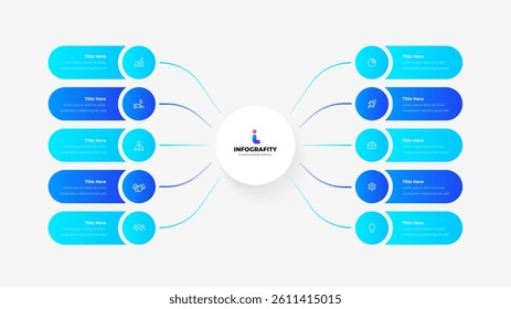 Colorful infographic featuring circular elements and connecting lines. Ideal for data visualization, business presentations, or educational materials. Organizational chart with 10 Steps